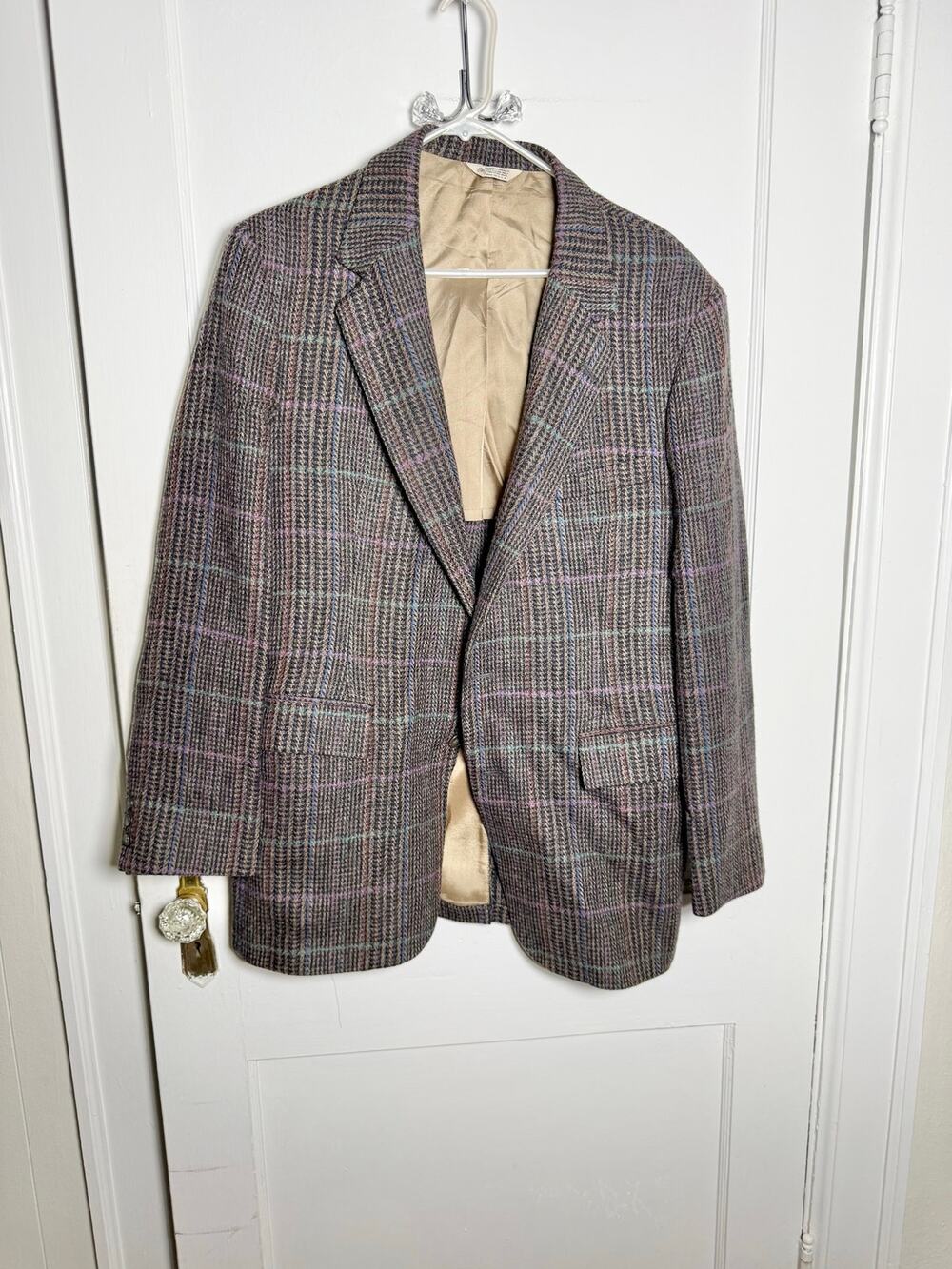 Vintage Dawn O’Hares Wool Plaid Blazer Oversized Equestrian Academia Preppy L XL